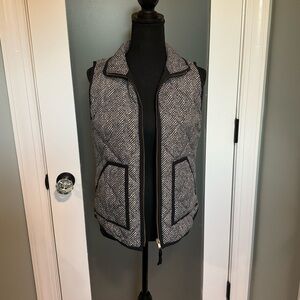J. Crew Black and White Herringbone Vest